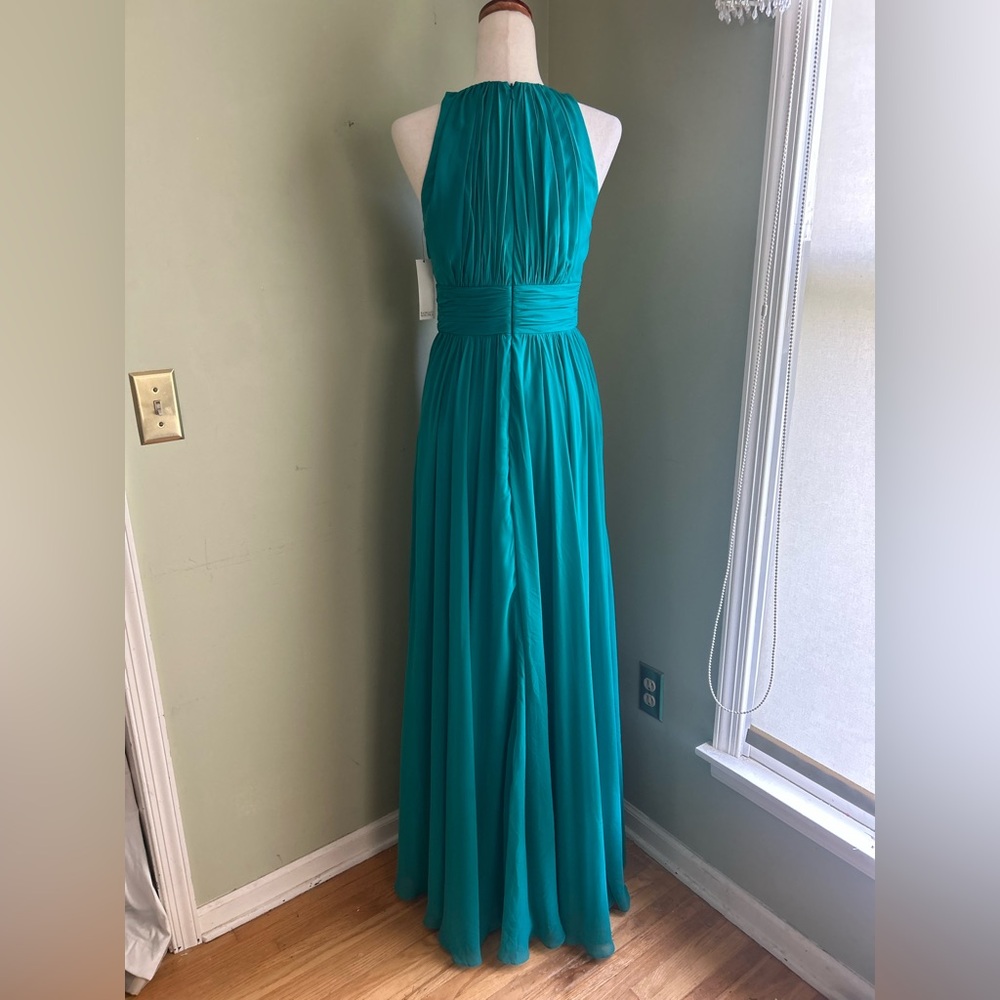 NWT Badgley Mischka Sleeveless Pleated Gown in Jade. Size 4. Exquisite. - Picture 5 of 16